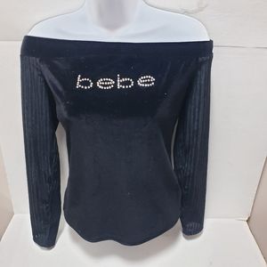 Bebe off the shoulder velvet top